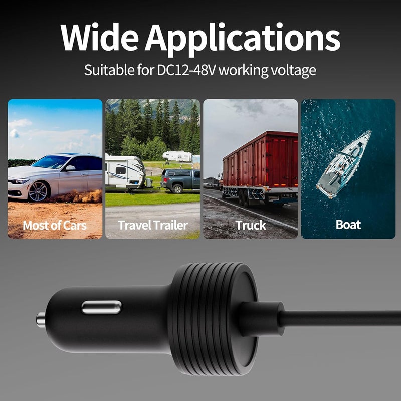 EAZUSE Starlink Mini Cable, 12V Car Adapter 10FT/3M Power Cable for Mini Starlink with Cigarette Lighter Charger, Heavy Duty 16AWG Waterproof DC Power Cord - Image 3